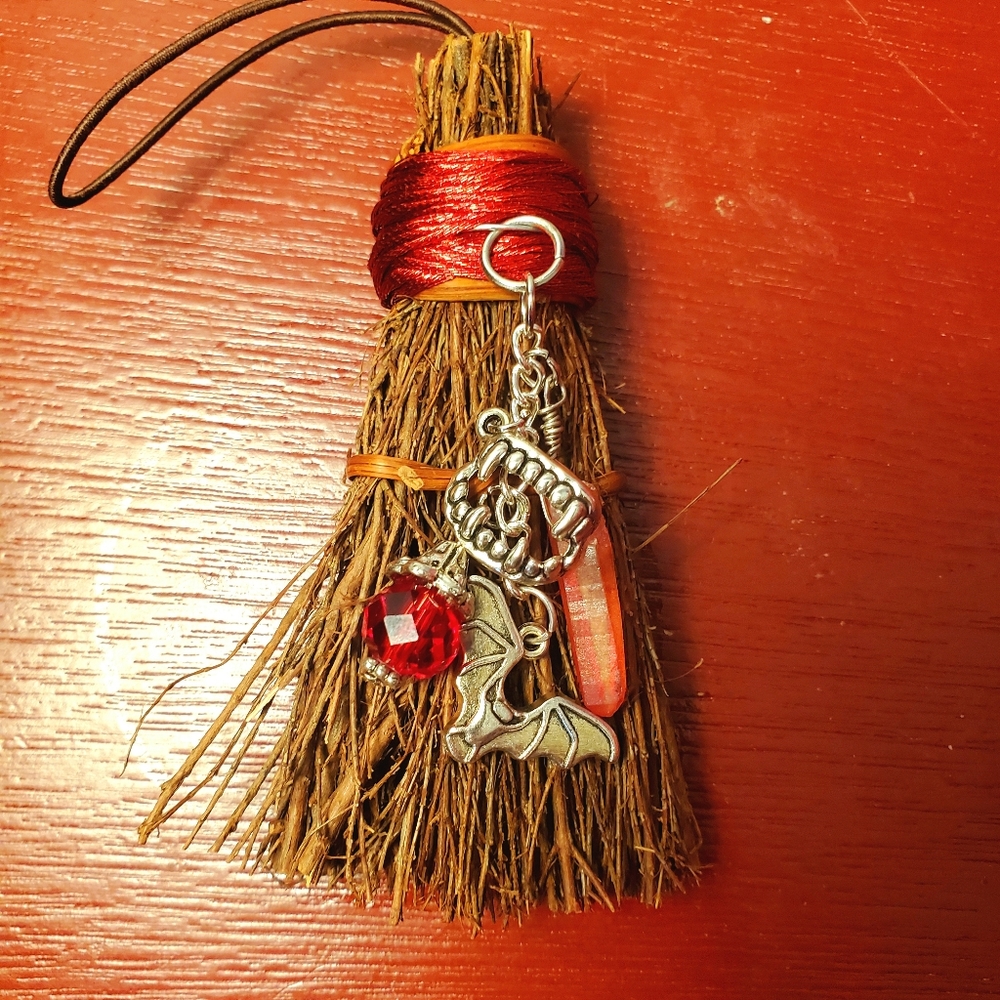 2/$25 Mini Handmade Scented Crimson Red Witch's Broom